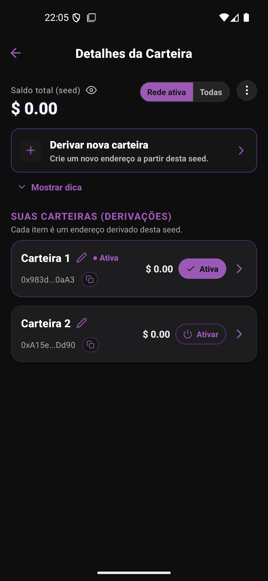 MoonRise Wallet – tela