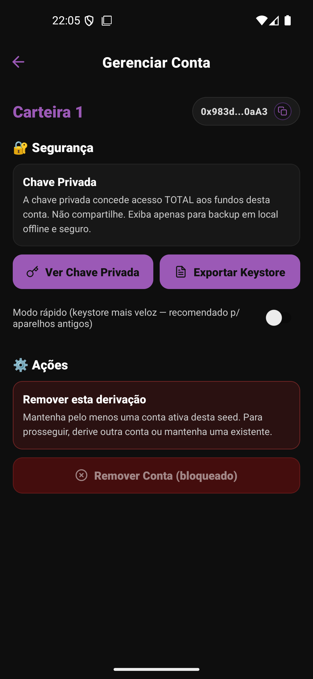 MoonRise Wallet – tela