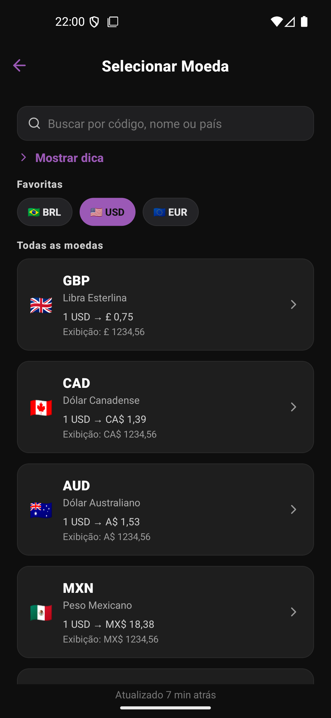 MoonRise Wallet – tela