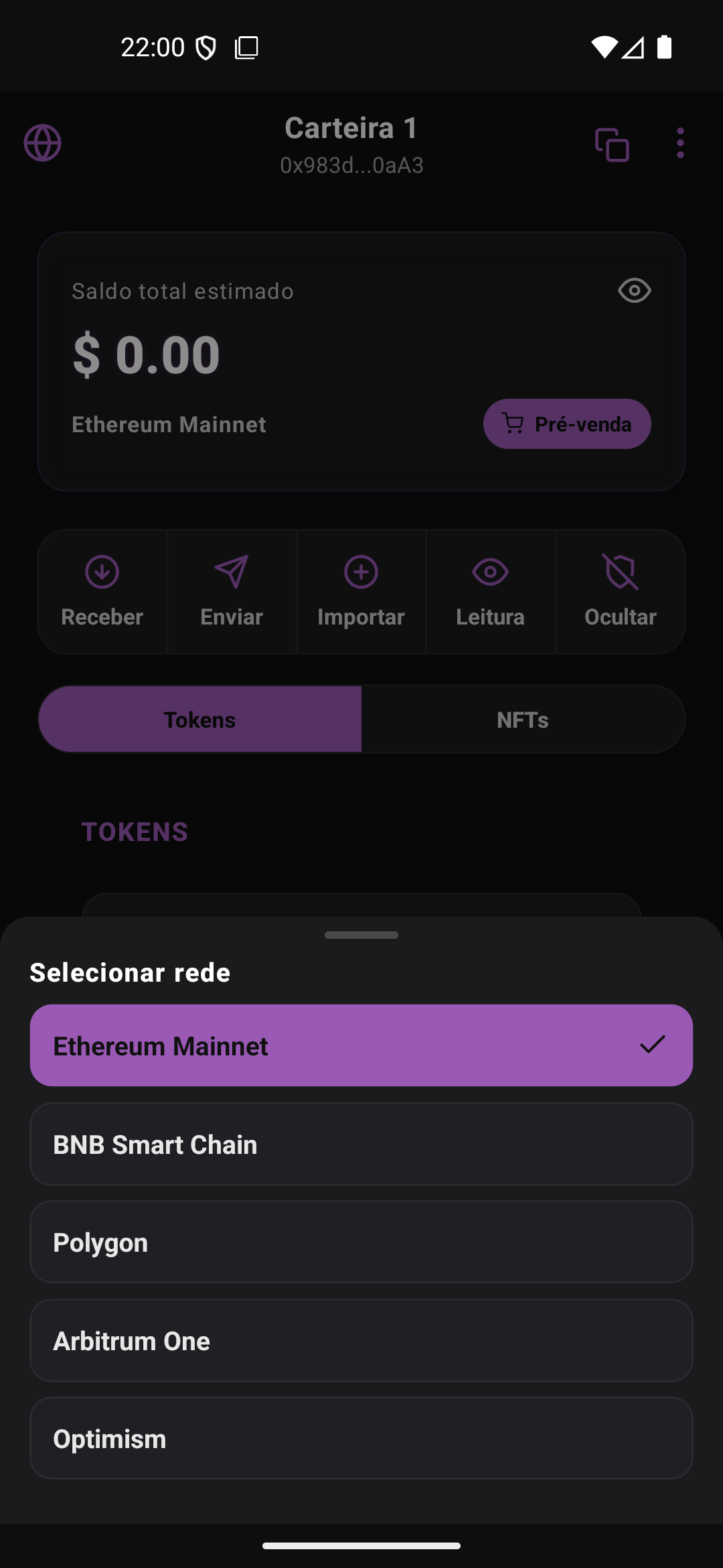 MoonRise Wallet – tela