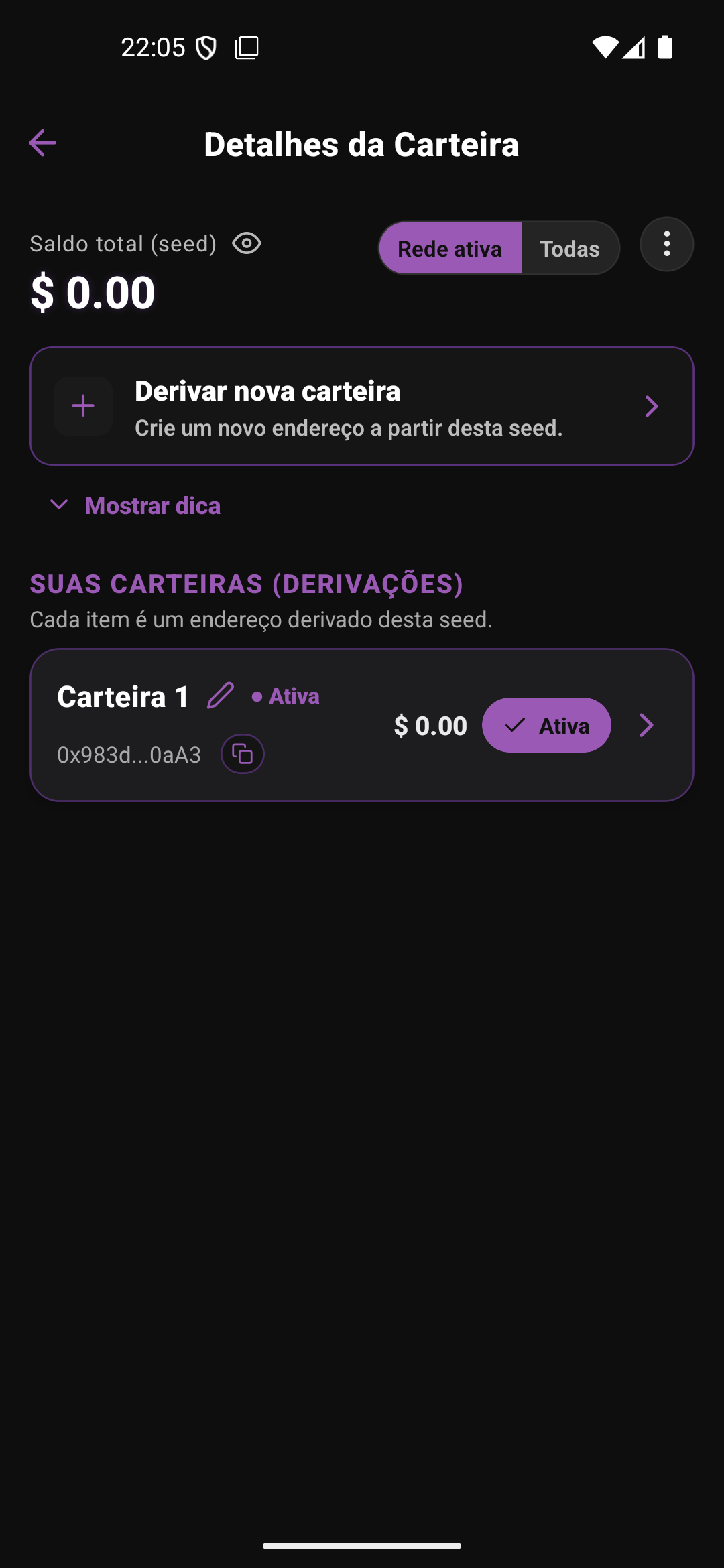 MoonRise Wallet – tela